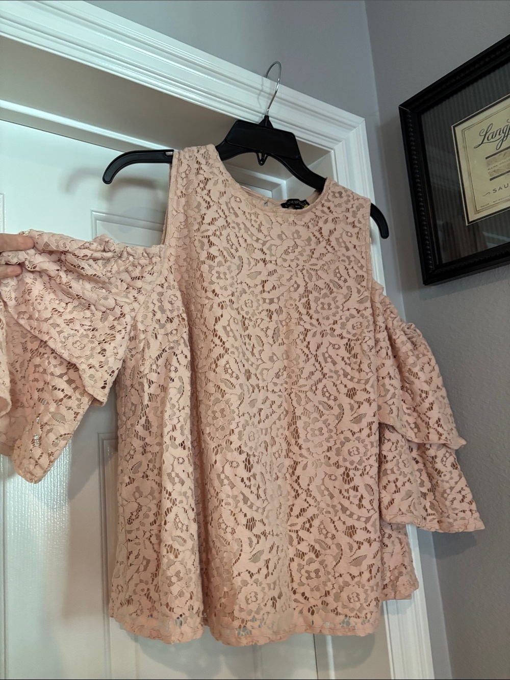 Lane Bryant Blush Pink Lace Cold-Shoulder Blouse
